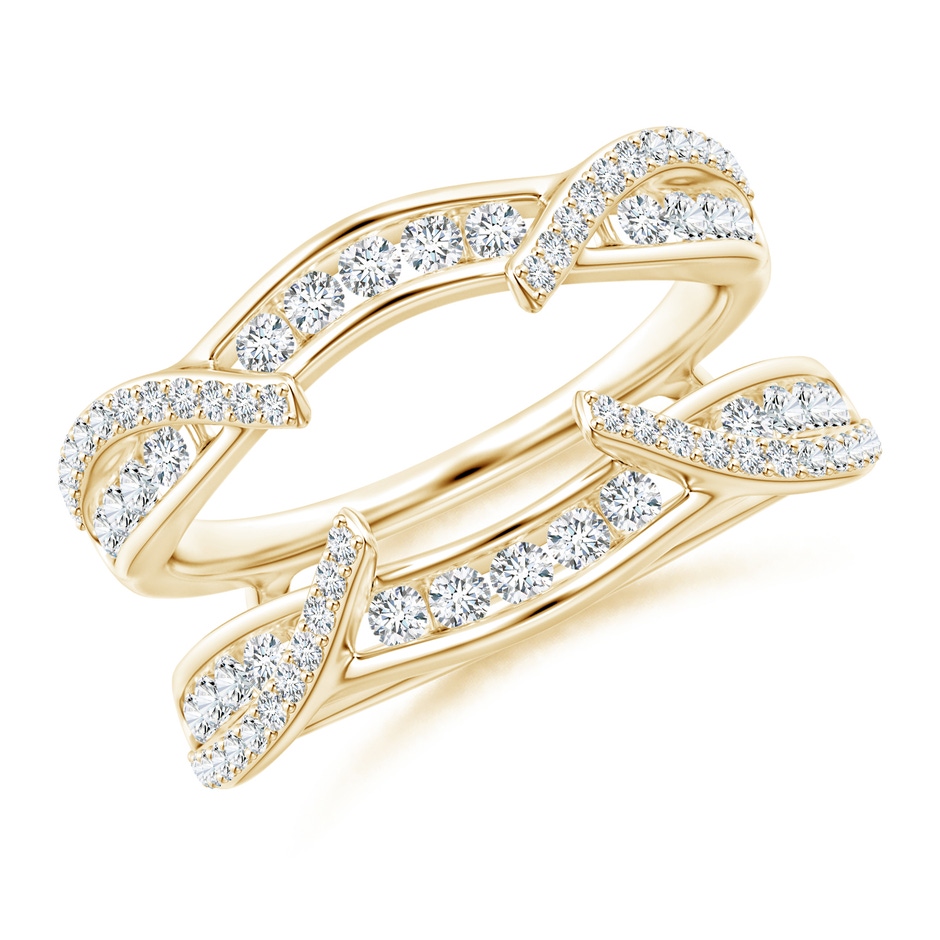1.7mm GVS2 Channel and Prong Set Diamond Cathedral Ring Wrap in Yellow Gold 