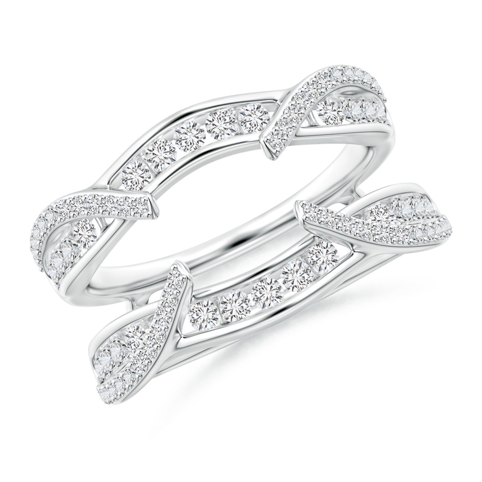 1.7mm HSI2 Channel and Prong Set Diamond Cathedral Ring Wrap in P950 Platinum 