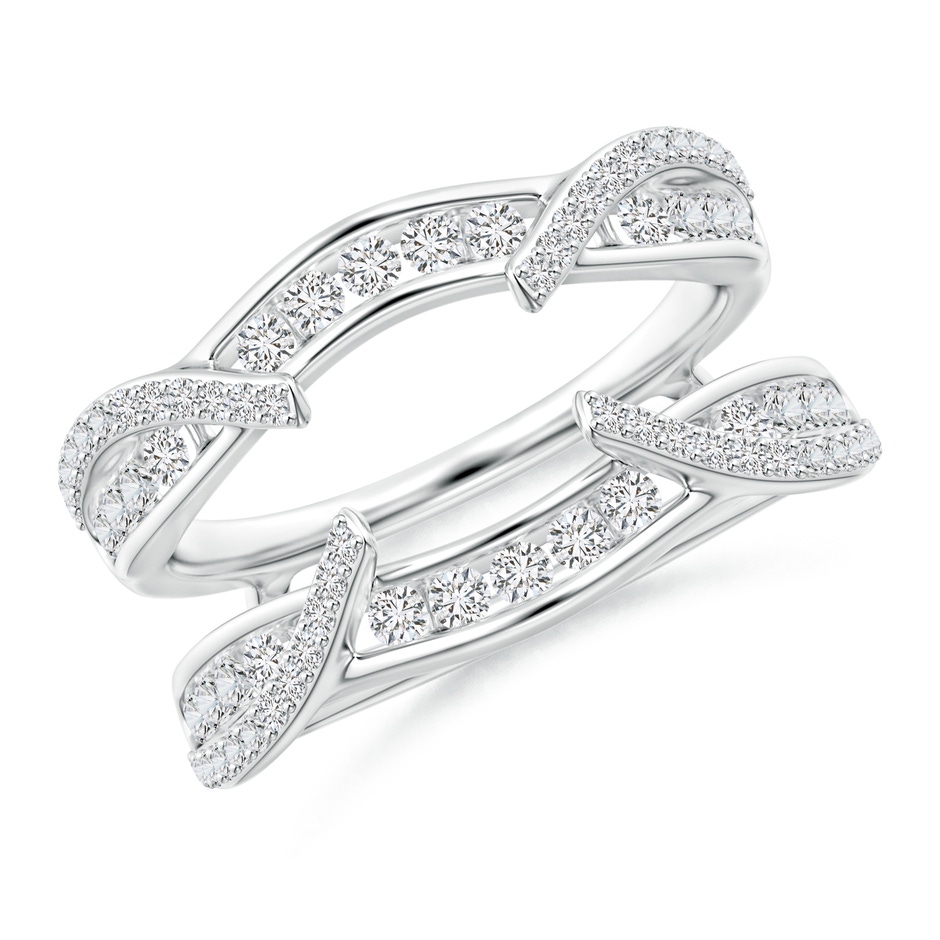 1.7mm HSI2 Channel and Prong Set Diamond Cathedral Ring Wrap in White Gold 