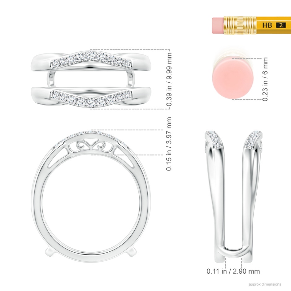 1.6mm GVS2 Prong-Set Diamond Curved Ring Wrap in White Gold ruler