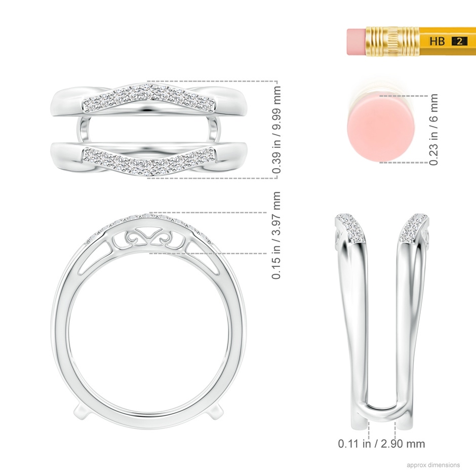 1.6mm HSI2 Prong-Set Diamond Curved Ring Wrap in White Gold ruler