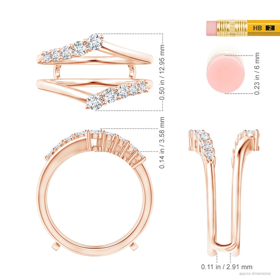 2.6mm GVS2 Journey Diamond Ring Wrap in 18K Rose Gold ruler