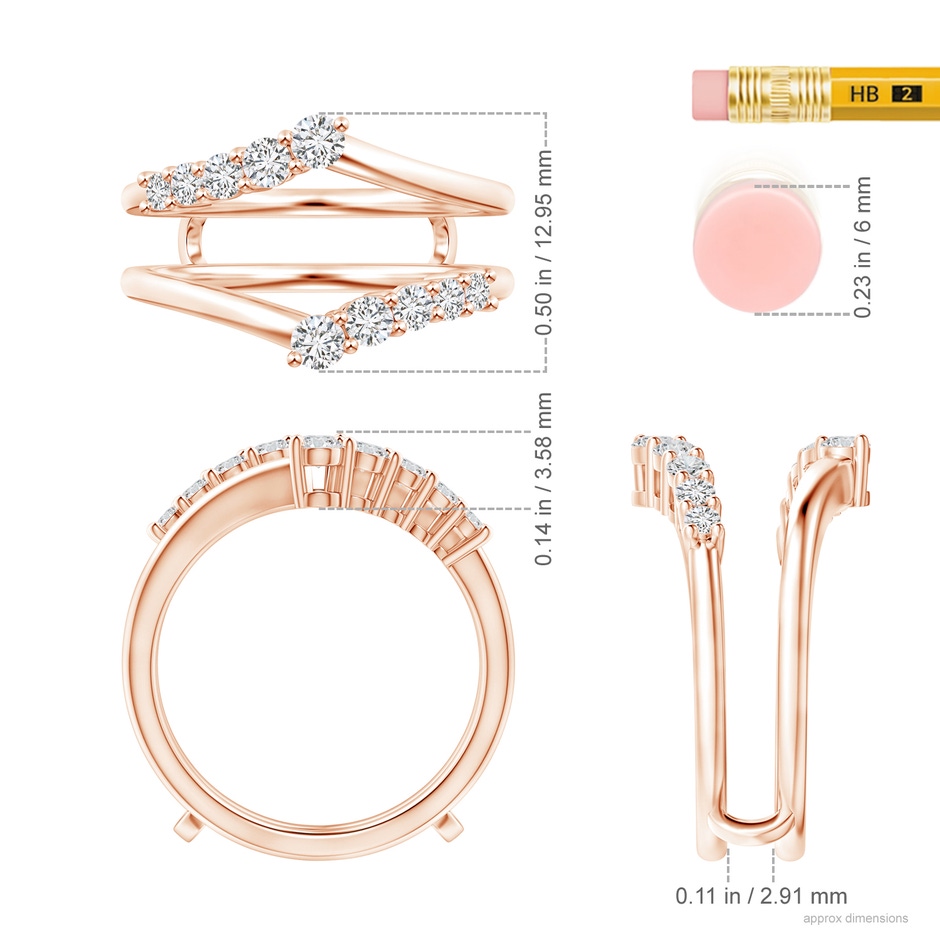 2.6mm HSI2 Journey Diamond Ring Wrap in 18K Rose Gold ruler