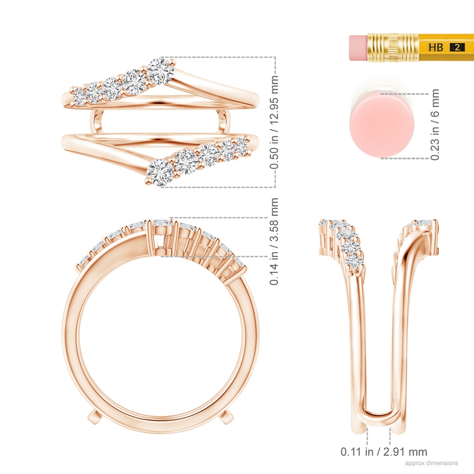 2.6mm HSI2 Journey Diamond Ring Wrap in Rose Gold ruler