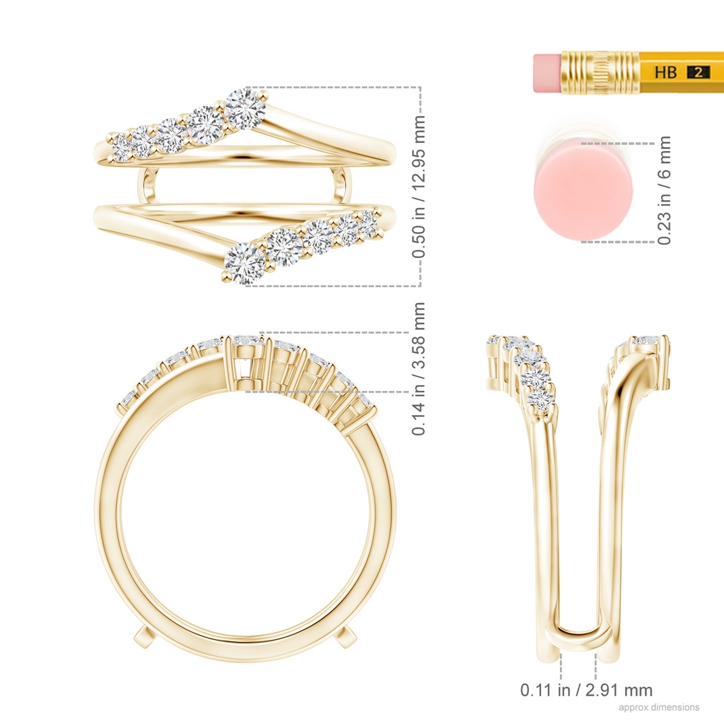 2.6mm HSI2 Journey Diamond Ring Wrap in Yellow Gold Ruler