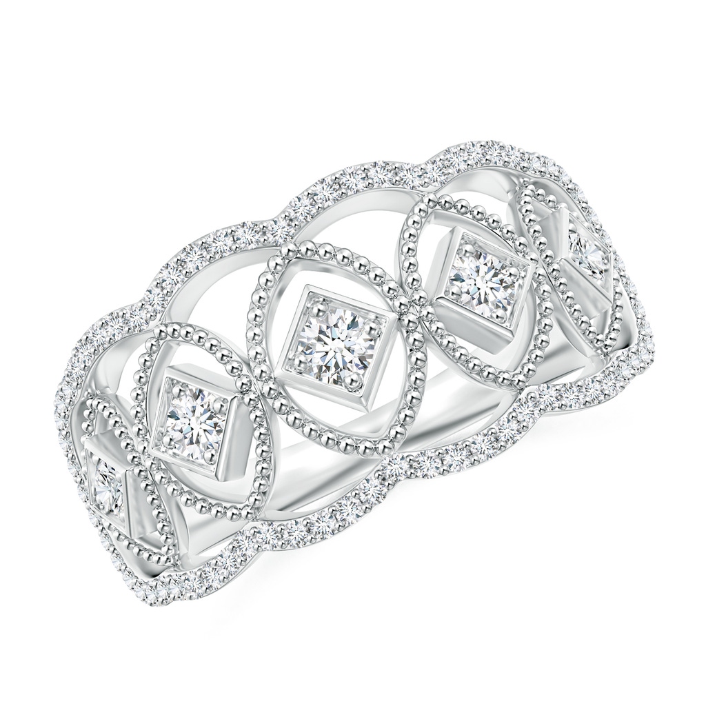 2.1mm GVS2 Vintage Inspired Diamond Openwork Anniversary Ring in White Gold
