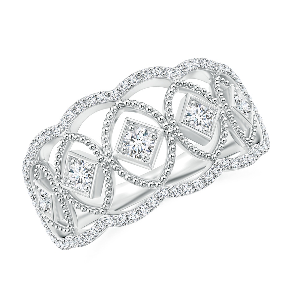 2.1mm GVS2 Vintage Inspired Diamond Openwork Anniversary Ring in White Gold 