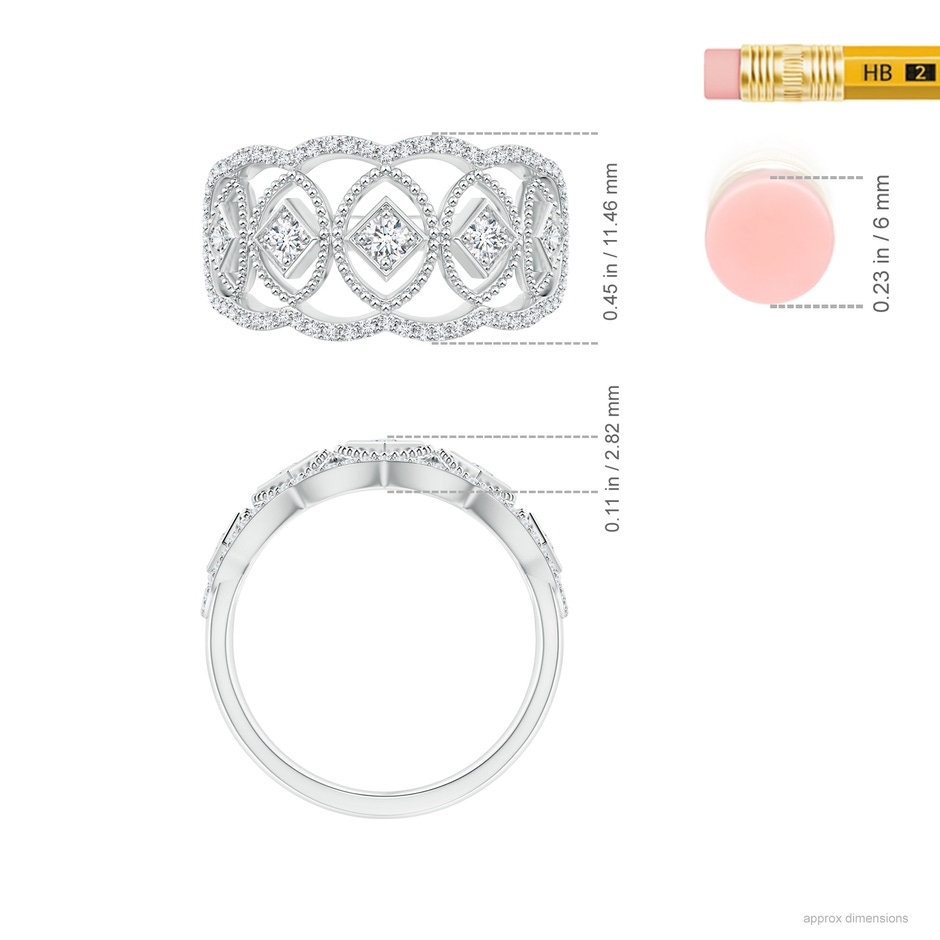 2.1mm GVS2 Vintage Inspired Diamond Openwork Anniversary Ring in White Gold ruler