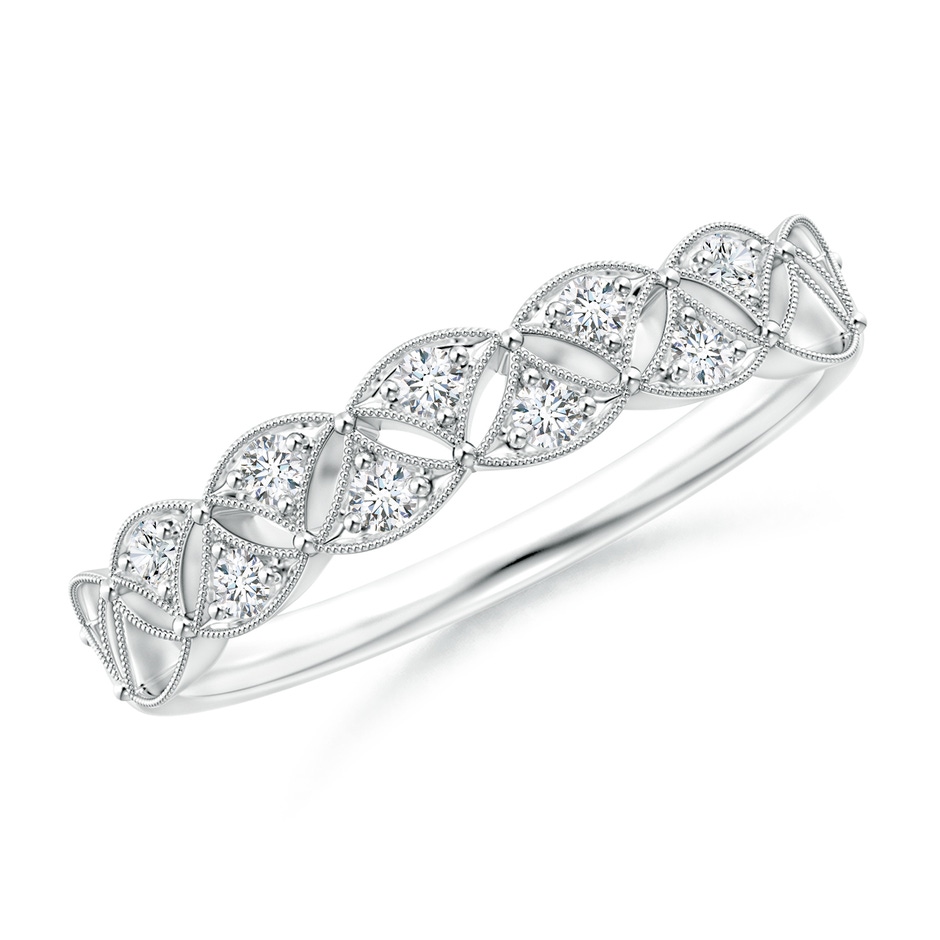 1.6mm GVS2 Vintage Inspired Pave-Set Diamond Leaf Cutout Wedding Band in White Gold 