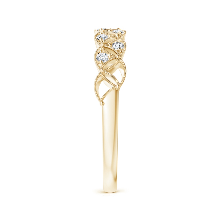 1.6mm GVS2 Vintage Inspired Pave-Set Diamond Leaf Cutout Wedding Band in Yellow Gold side-2