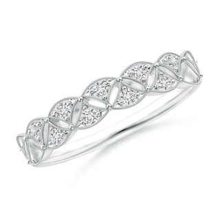 1.6mm HSI2 Vintage Inspired Pave-Set Diamond Leaf Cutout Wedding Band in White Gold