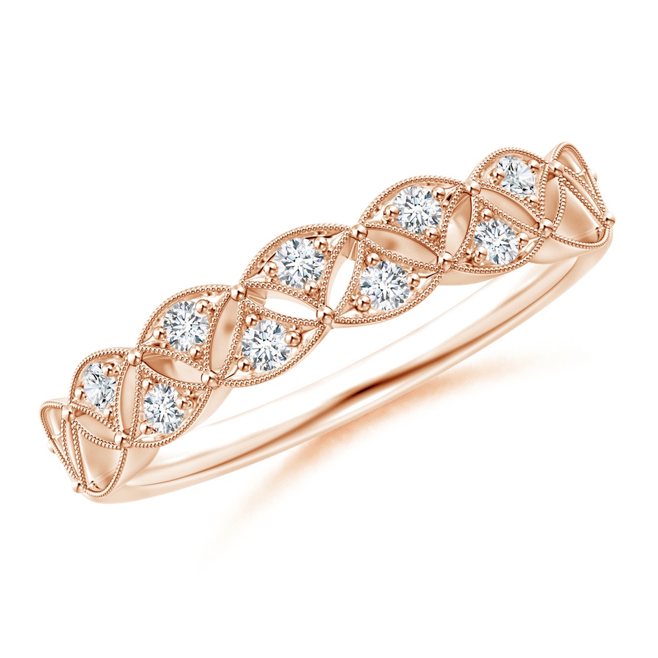1.9mm GVS2 Vintage Inspired Pave-Set Diamond Leaf Cutout Wedding Band in Rose Gold 