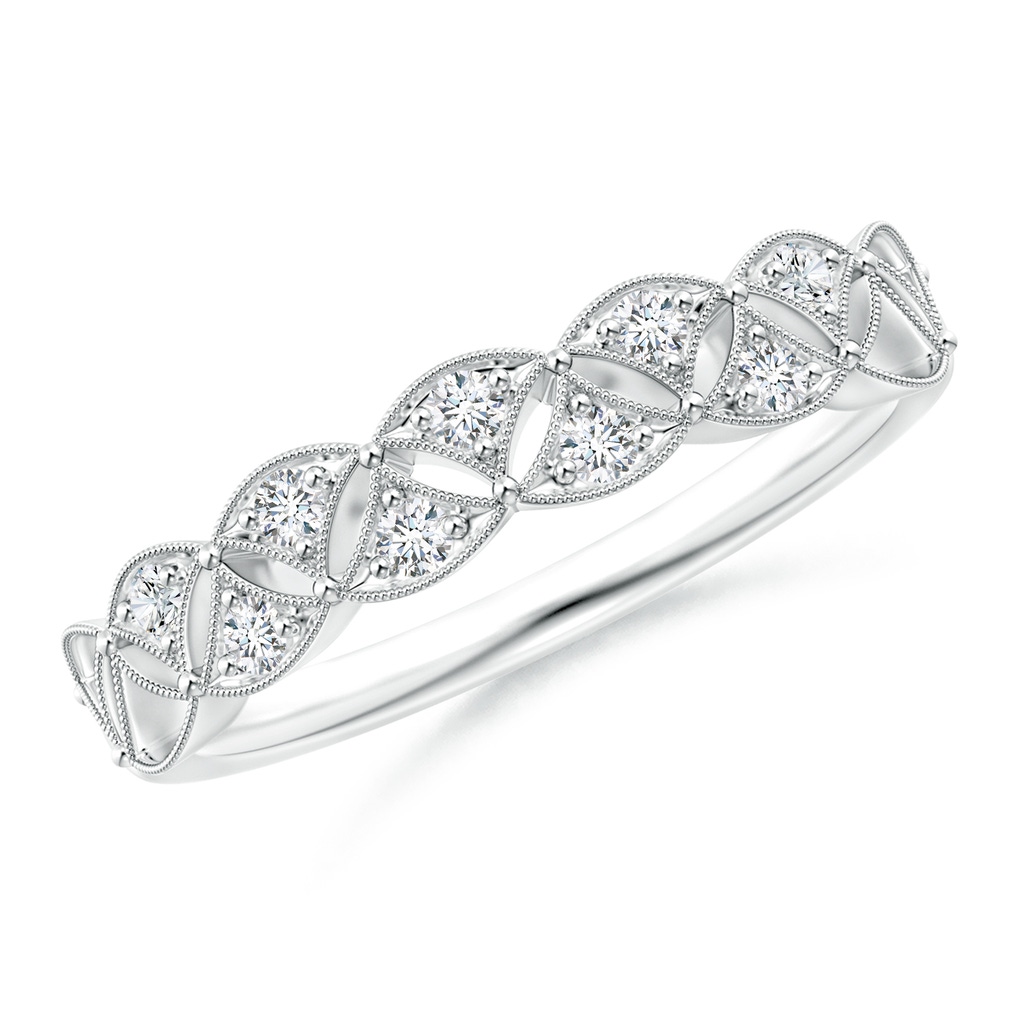 1.9mm GVS2 Vintage Inspired Pave-Set Diamond Leaf Cutout Wedding Band in White Gold