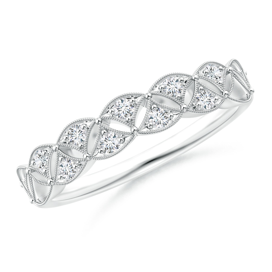 1.9mm GVS2 Vintage Inspired Pave-Set Diamond Leaf Cutout Wedding Band in White Gold 