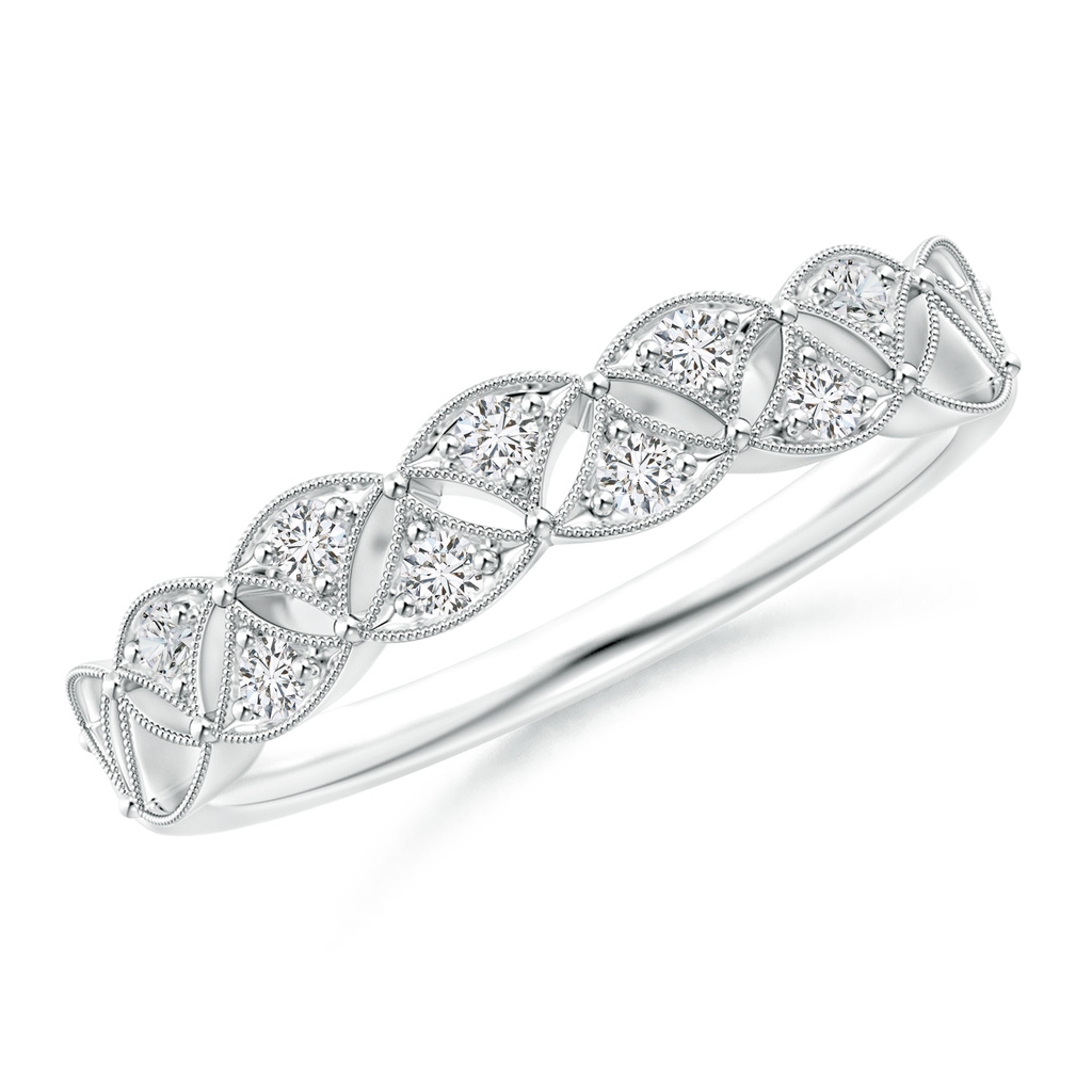 1.9mm HSI2 Vintage Inspired Pave-Set Diamond Leaf Cutout Wedding Band in White Gold