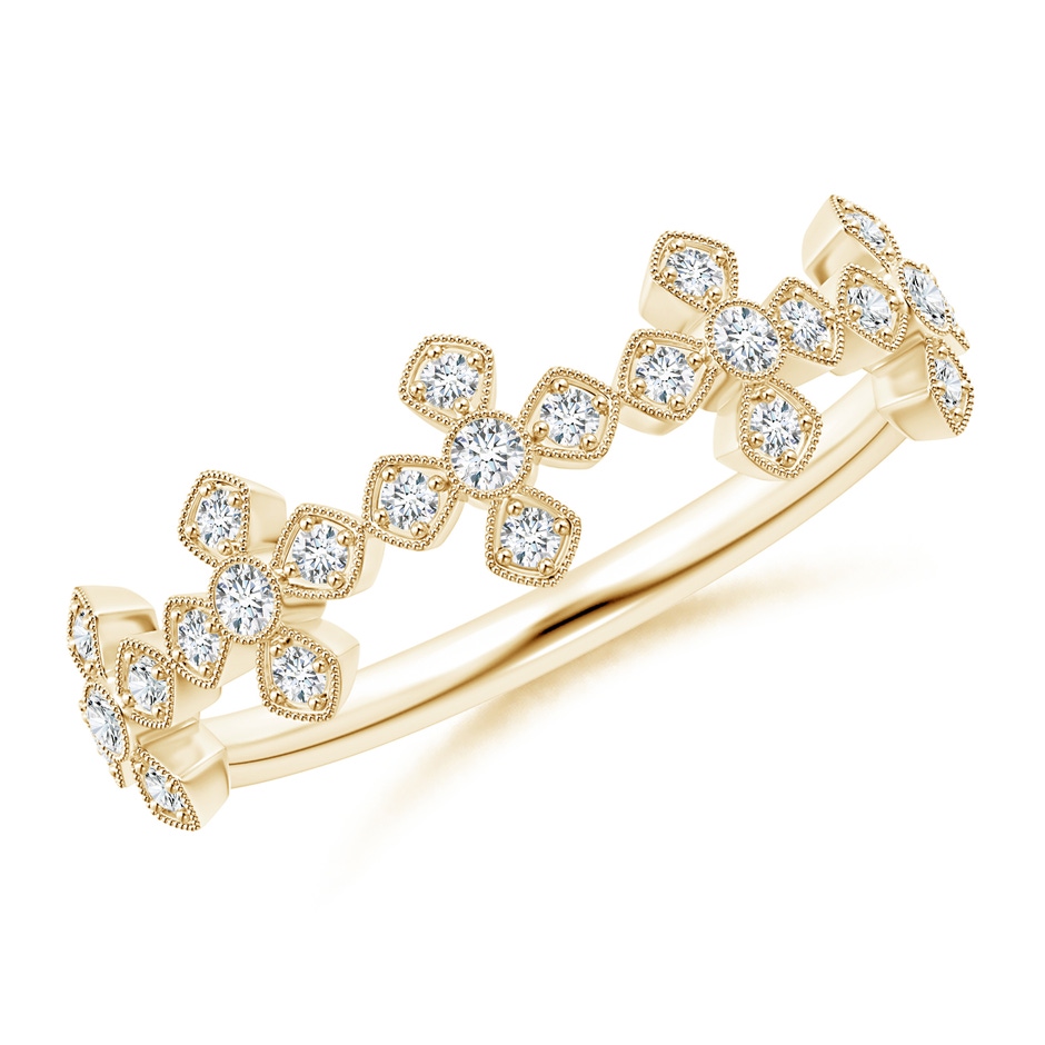 1.3mm GVS2 Vintage Inspired Bezel and Pave-Set Diamond Wedding Band in Yellow Gold 