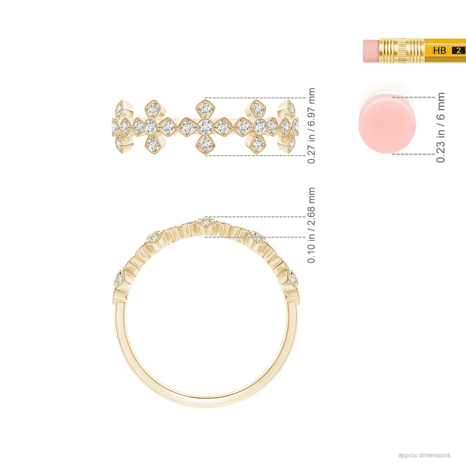 1.3mm GVS2 Vintage Inspired Bezel and Pave-Set Diamond Wedding Band in Yellow Gold ruler