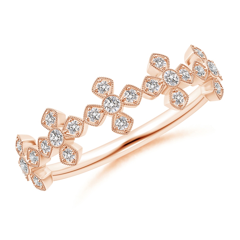 1.3mm IJI1I2 Vintage Inspired Bezel and Pave-Set Diamond Wedding Band in Rose Gold 