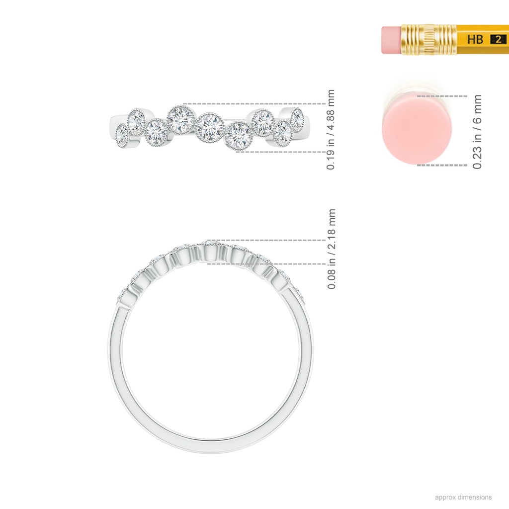 2.3mm GVS2 Vintage Inspired Bezel-Set Diamond Fashion Ring in White Gold Ruler