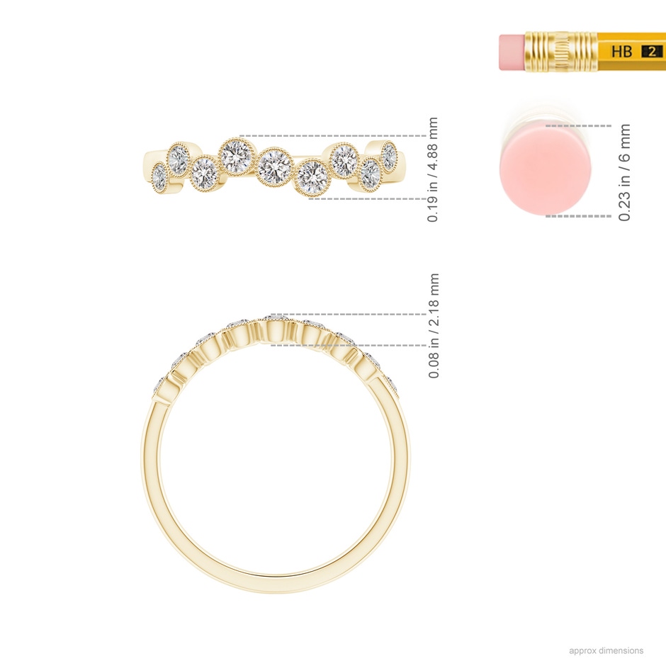 2.3mm IJI1I2 Vintage Inspired Bezel-Set Diamond Fashion Ring in Yellow Gold ruler