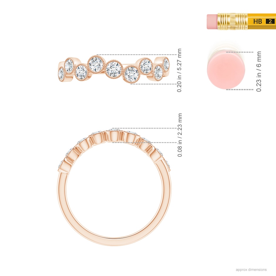 2.6mm GVS2 Vintage Inspired Bezel-Set Diamond Fashion Ring in Rose Gold ruler
