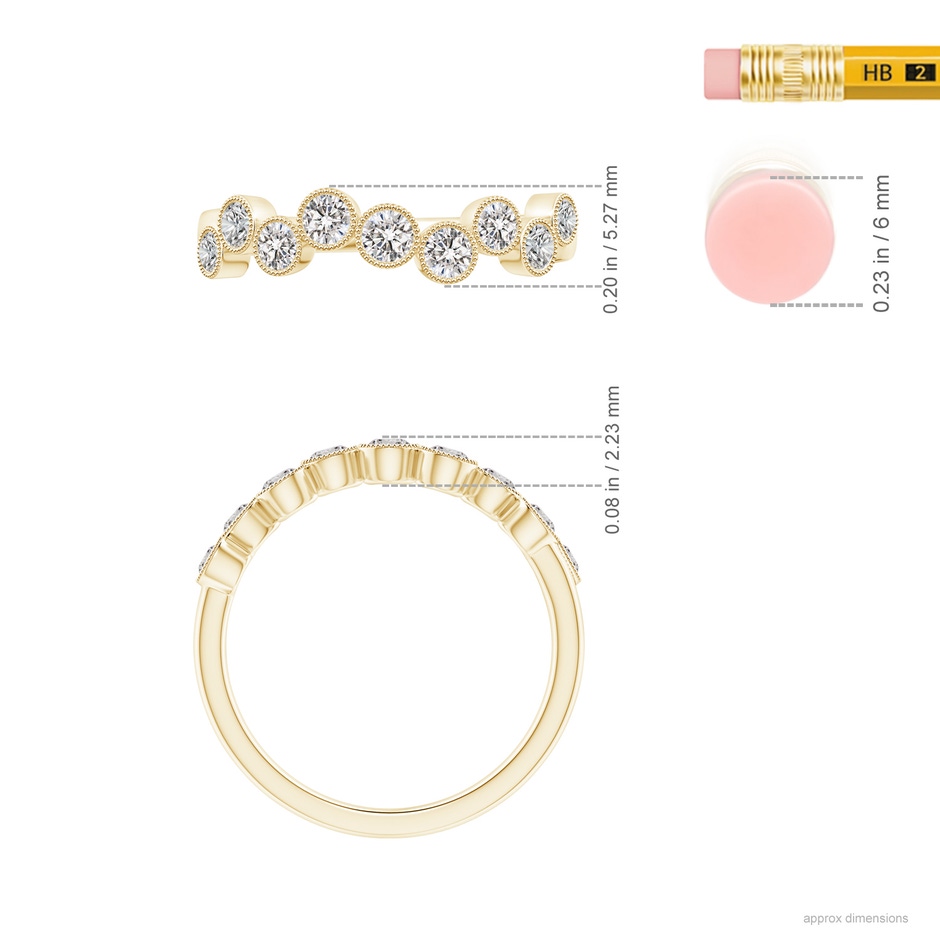 2.6mm IJI1I2 Vintage Inspired Bezel-Set Diamond Fashion Ring in Yellow Gold ruler