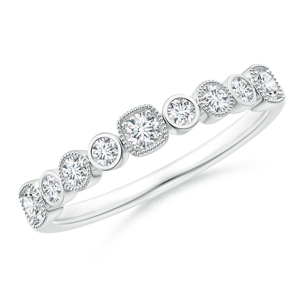 2.3mm GVS2 Round Diamond Stackable Fashion Ring with Milgrain in P950 Platinum
