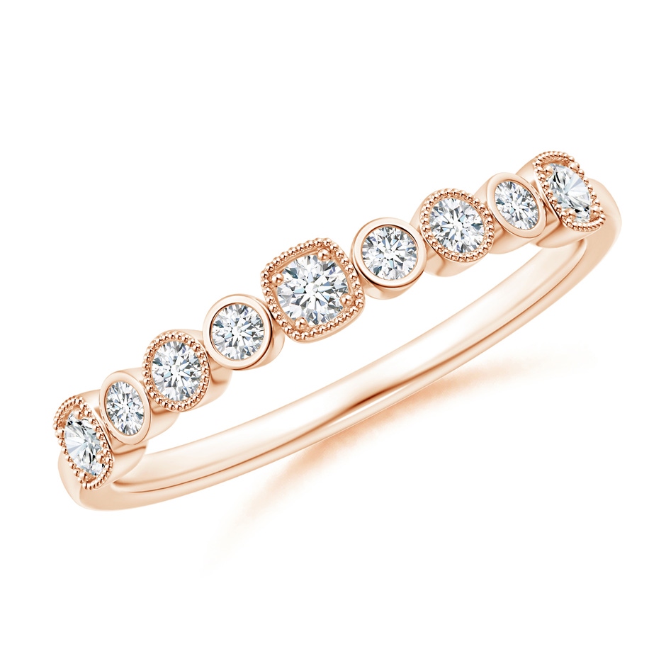 2mm GVS2 Round Diamond Stackable Fashion Ring with Milgrain in Rose Gold 
