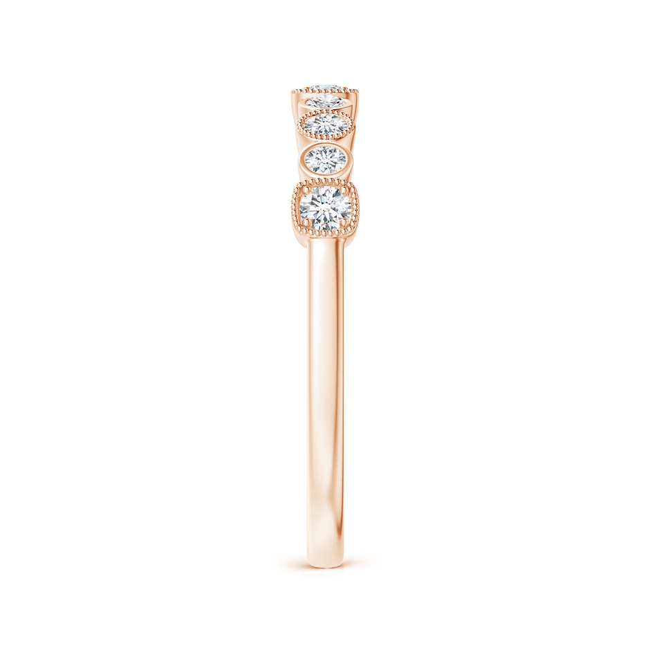 2mm GVS2 Round Diamond Stackable Fashion Ring with Milgrain in Rose Gold side-2