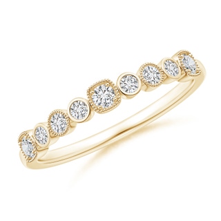 2mm HSI2 Round Diamond Stackable Fashion Ring with Milgrain in 9K Yellow Gold
