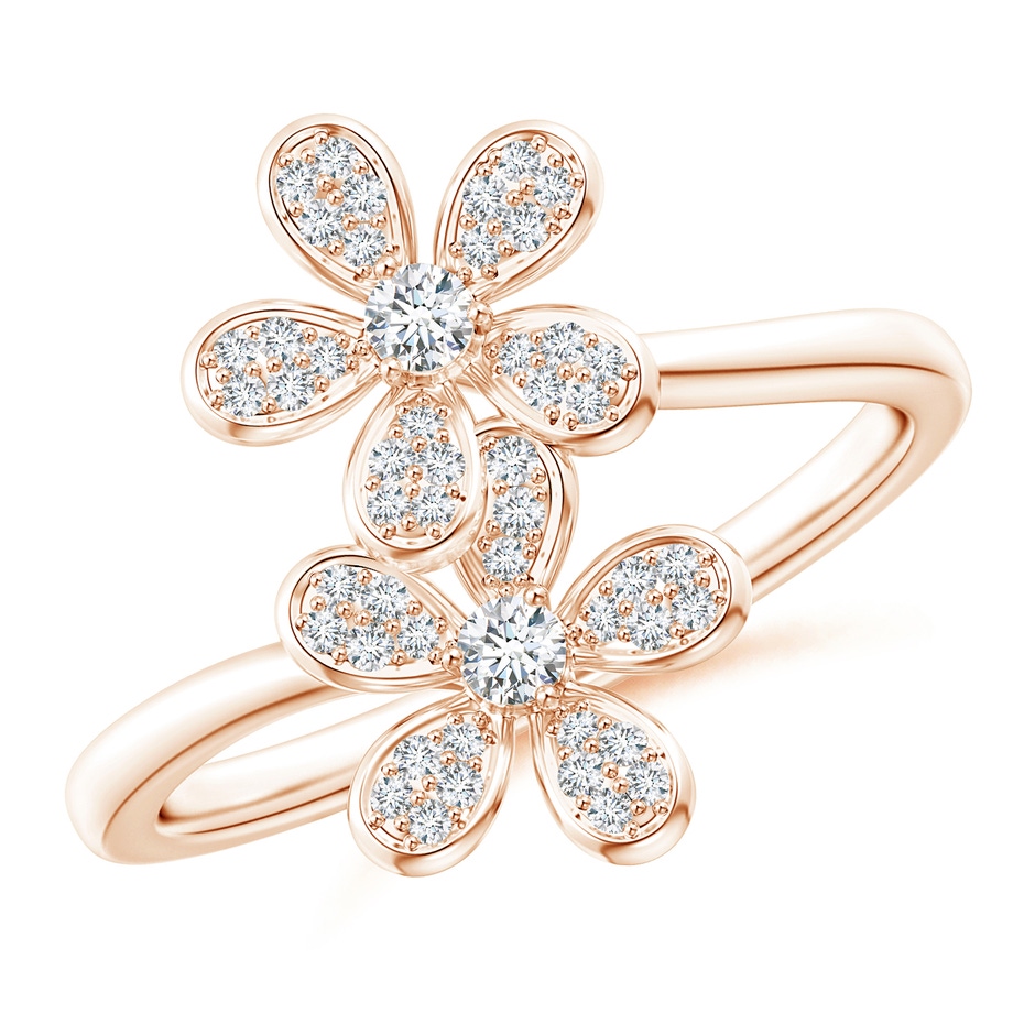 2.2mm GVS2 Diamond Five Petal Flower Fashion Ring in Rose Gold 