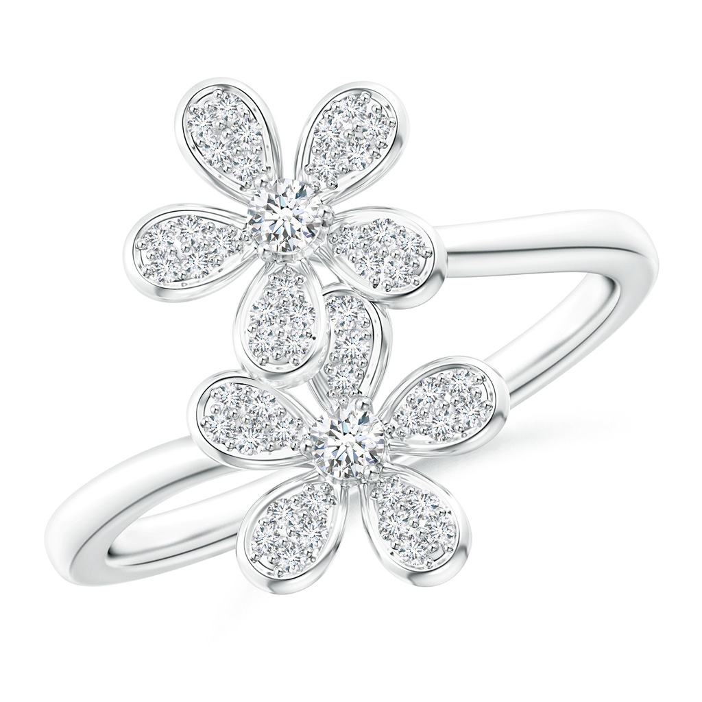 2.2mm GVS2 Diamond Five Petal Flower Fashion Ring in White Gold