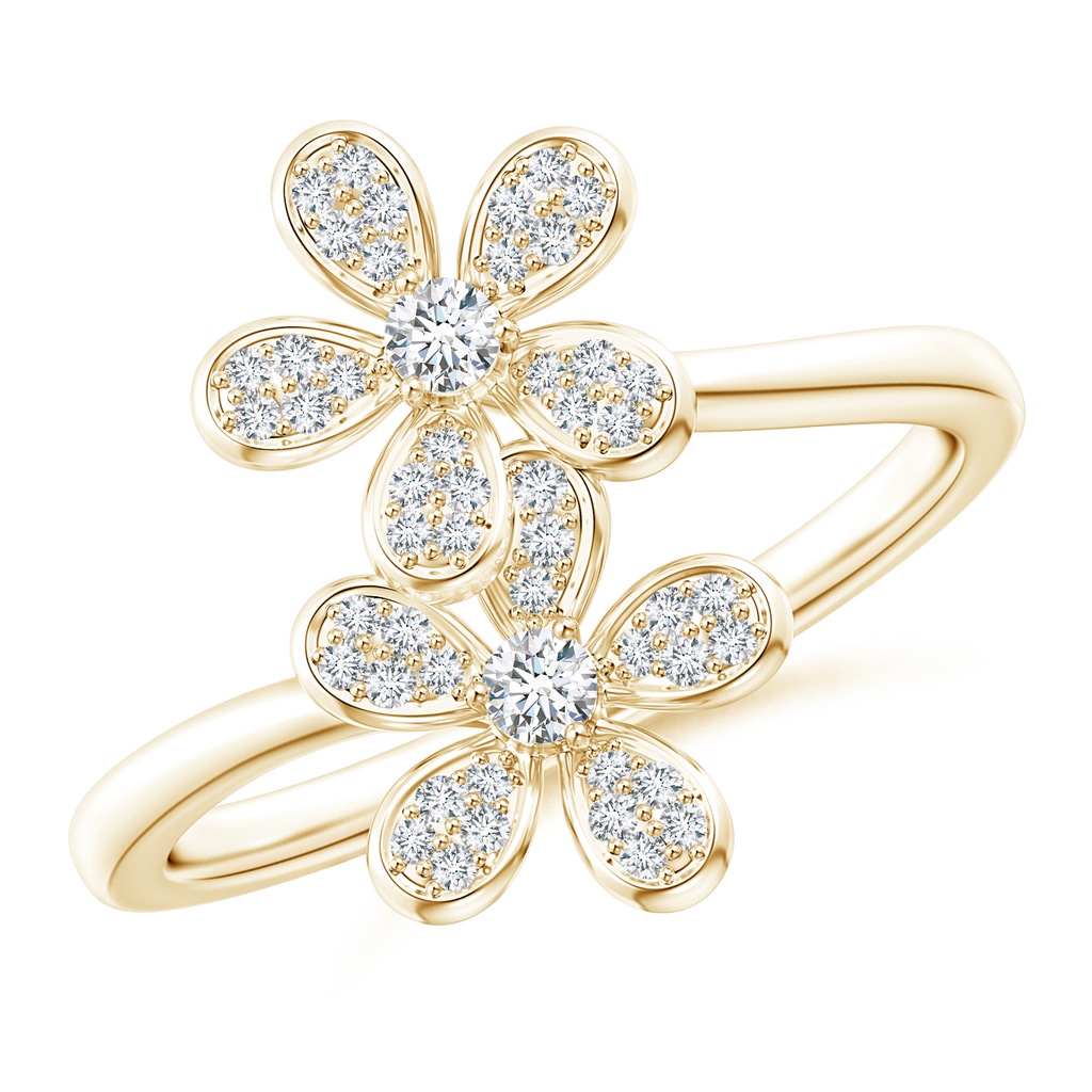 2.2mm GVS2 Diamond Five Petal Flower Fashion Ring in Yellow Gold