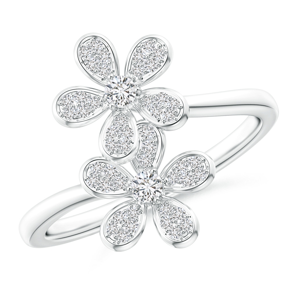 2.2mm HSI2 Diamond Five Petal Flower Fashion Ring in White Gold 