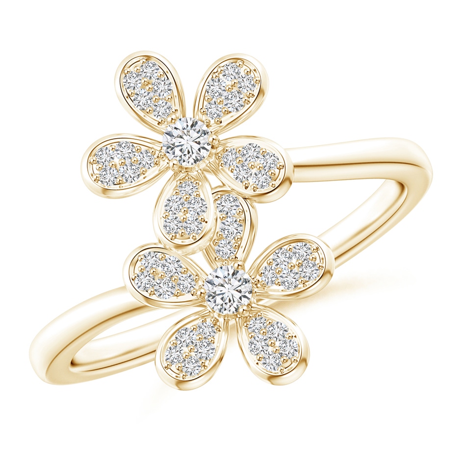 2.2mm HSI2 Diamond Five Petal Flower Fashion Ring in Yellow Gold 