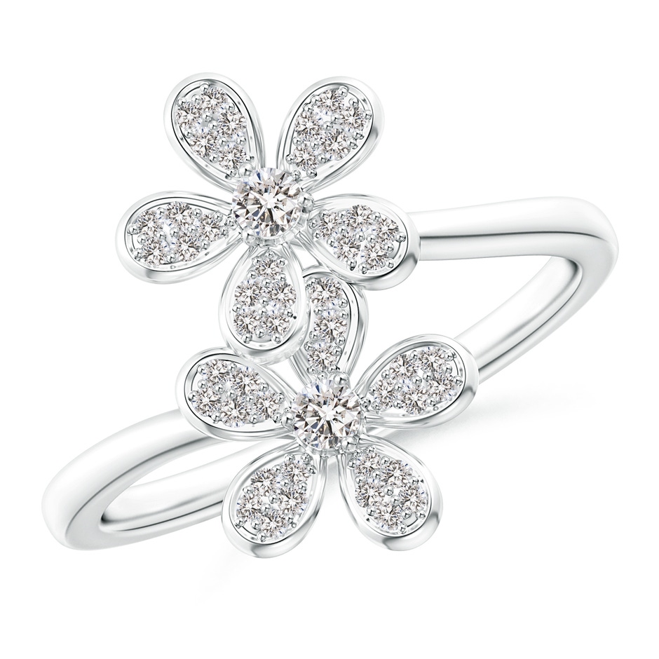 2.2mm IJI1I2 Diamond Five Petal Flower Fashion Ring in White Gold 