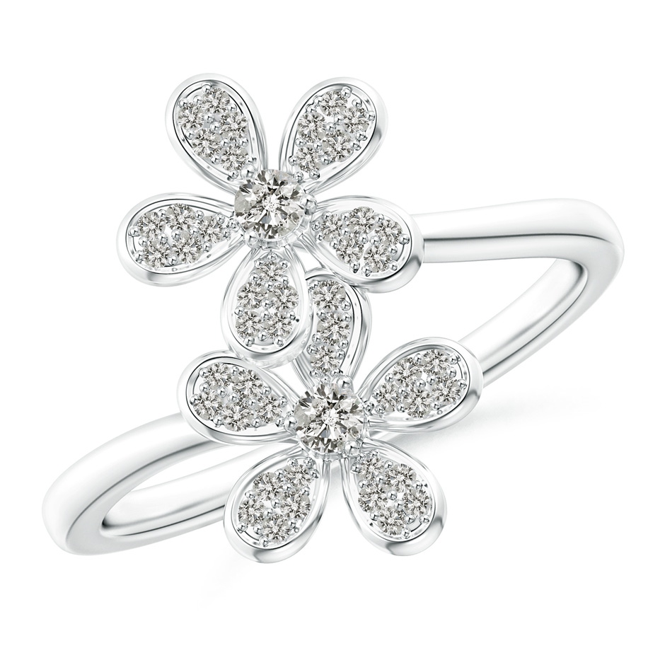 2.2mm KI3 Diamond Five Petal Flower Fashion Ring in White Gold 