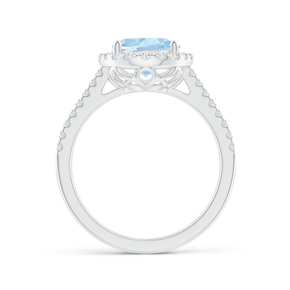 10x8mm AA Oval Aquamarine Split Shank Halo Ring with Diamonds in White Gold side-1