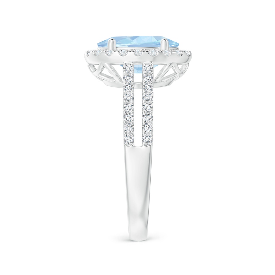 10x8mm AA Oval Aquamarine Split Shank Halo Ring with Diamonds in White Gold side-2