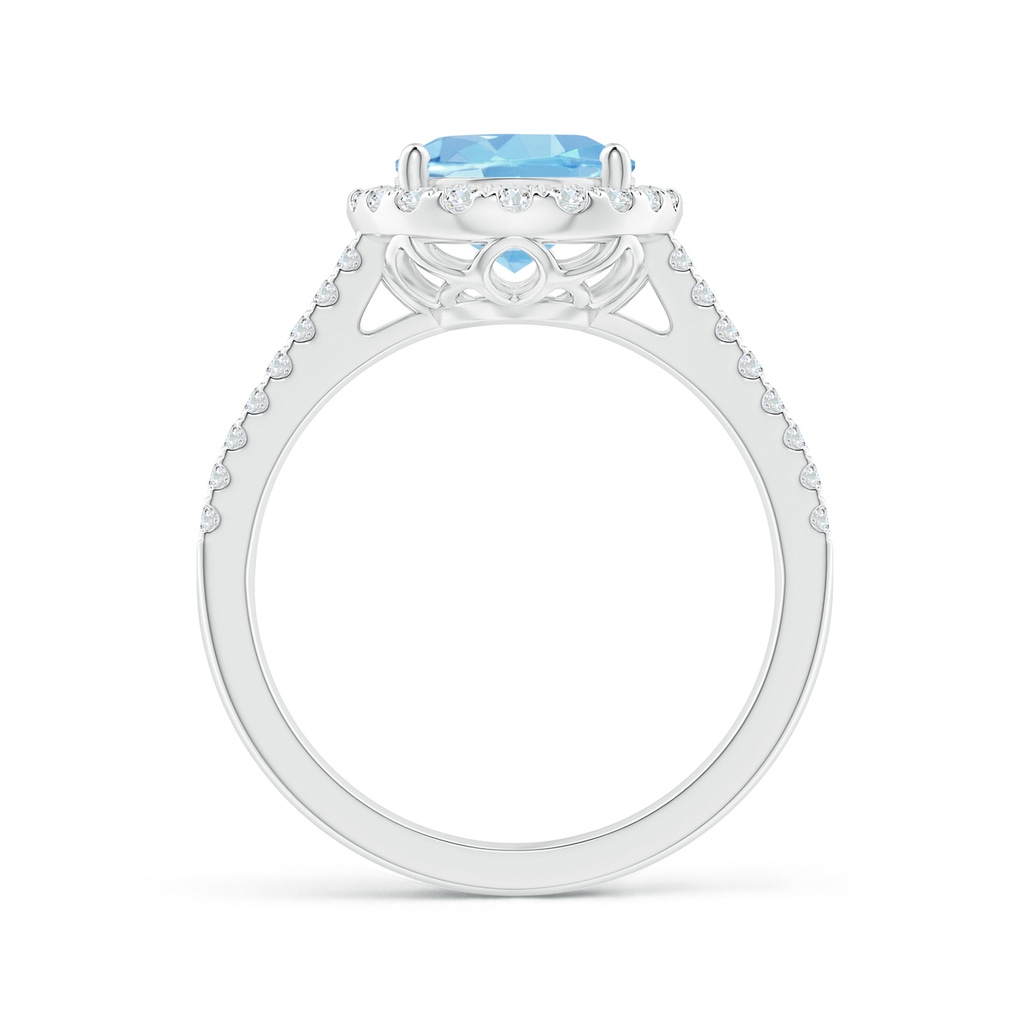 10x8mm AAAA Oval Aquamarine Split Shank Halo Ring with Diamonds in P950 Platinum Side-1