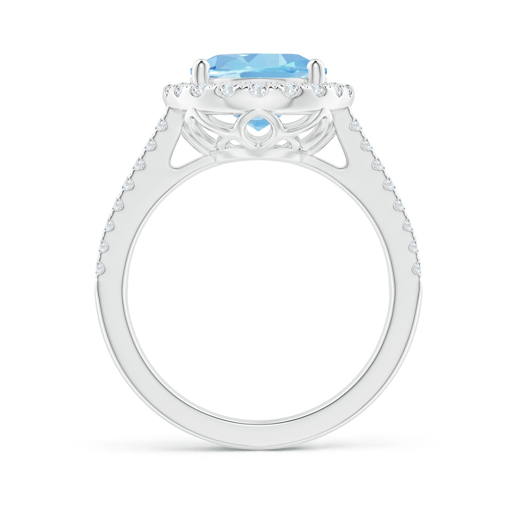 11x9mm AAAA Oval Aquamarine Split Shank Halo Ring with Diamonds in P950 Platinum Side-1