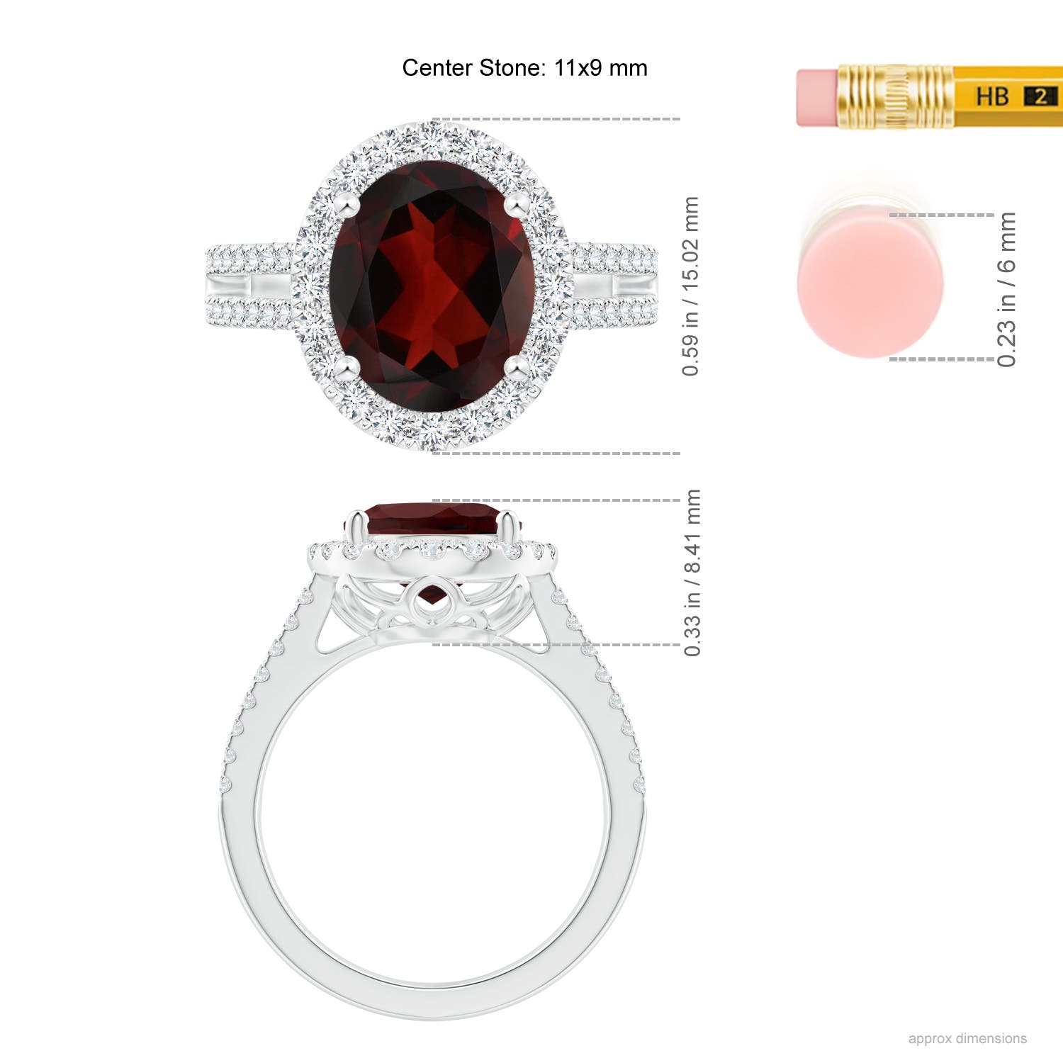 AA - Garnet / 4.92 CT / 14 KT White Gold