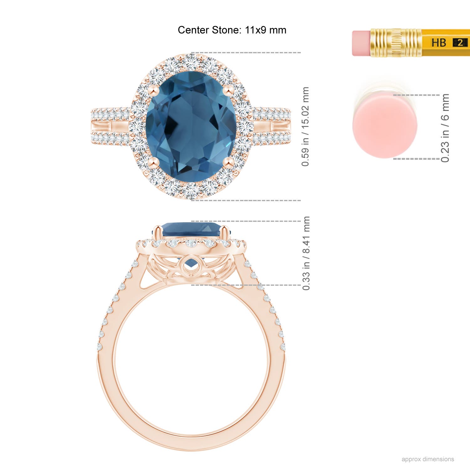 A - London Blue Topaz / 5.42 CT / 14 KT Rose Gold