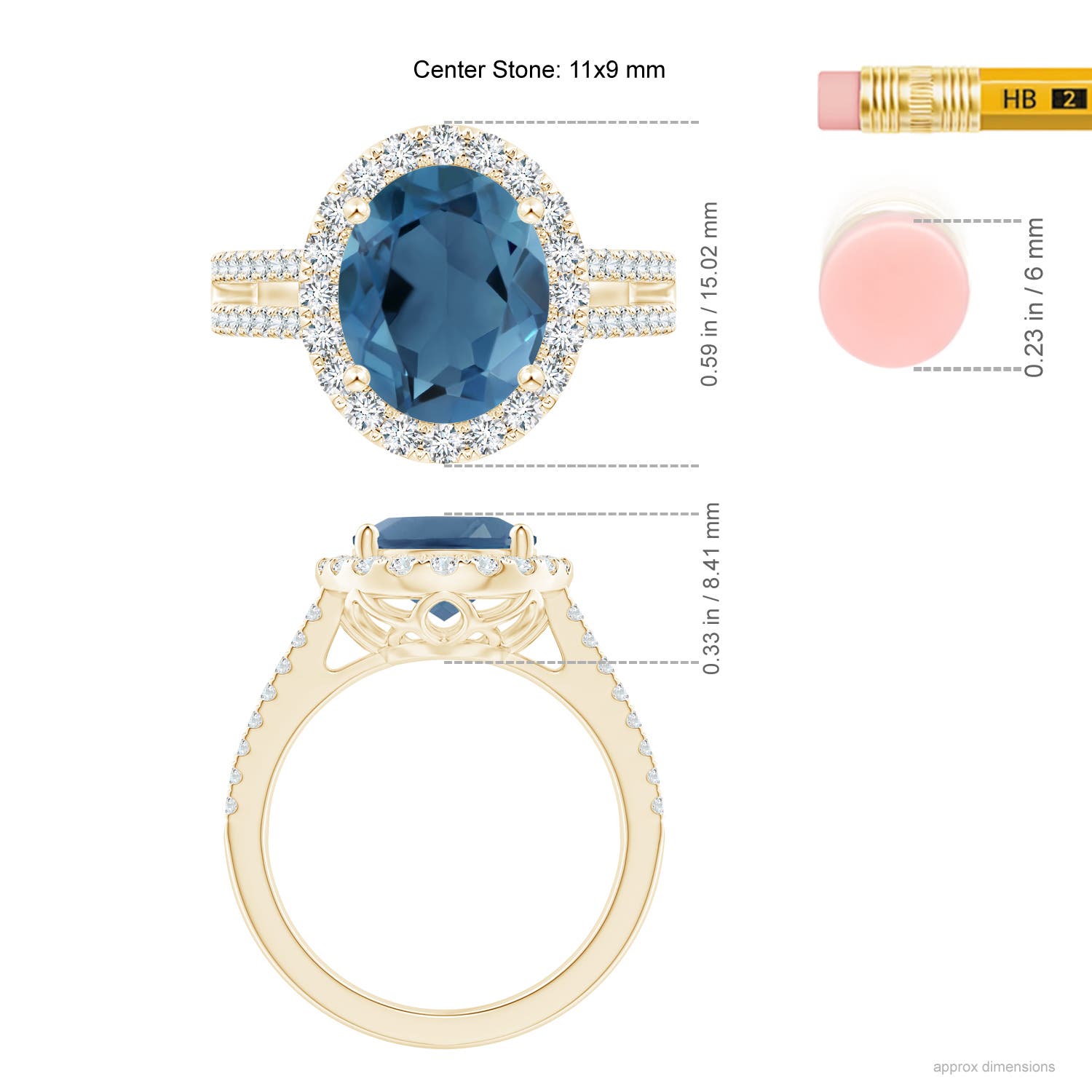 A - London Blue Topaz / 5.42 CT / 14 KT Yellow Gold