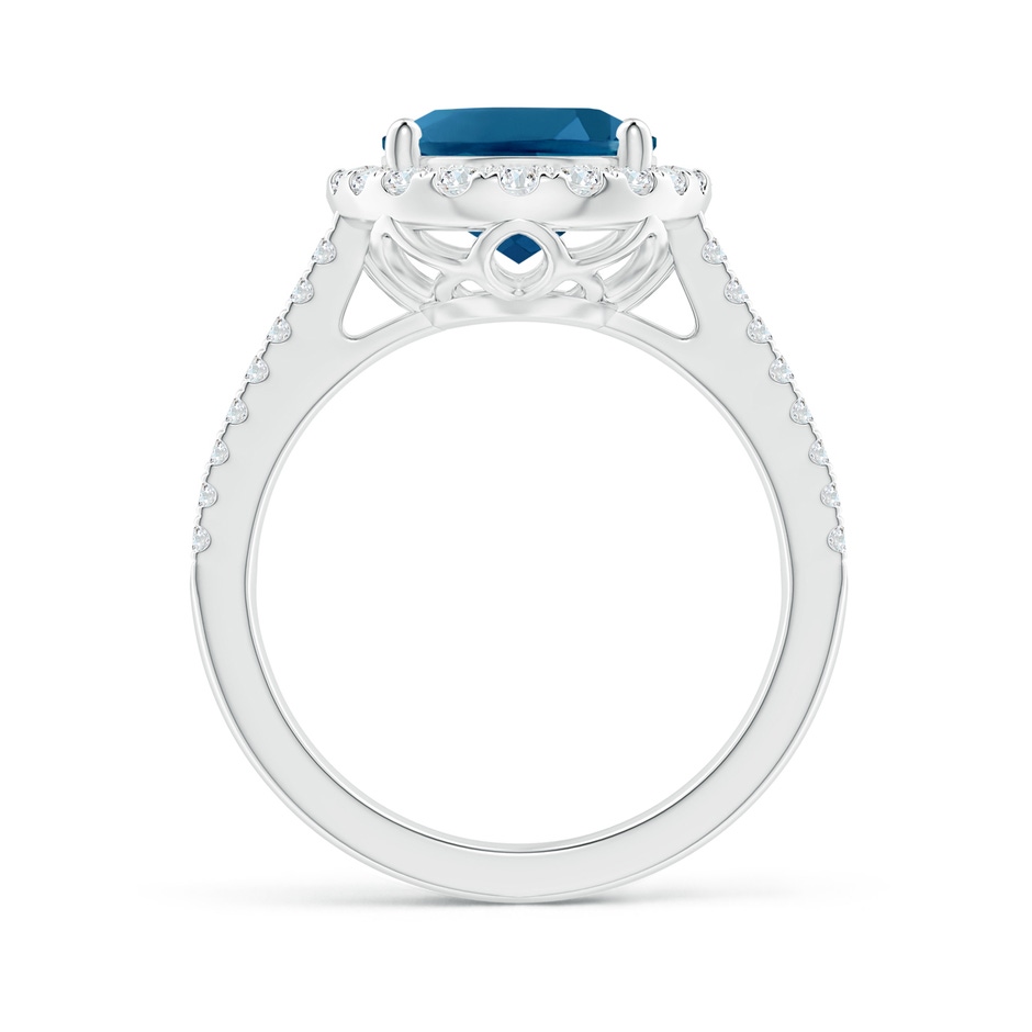 11x9mm AAAA Oval London Blue Topaz Split Shank Halo Ring with Diamonds in P950 Platinum side 1