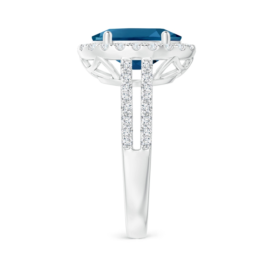 11x9mm AAAA Oval London Blue Topaz Split Shank Halo Ring with Diamonds in P950 Platinum side 2
