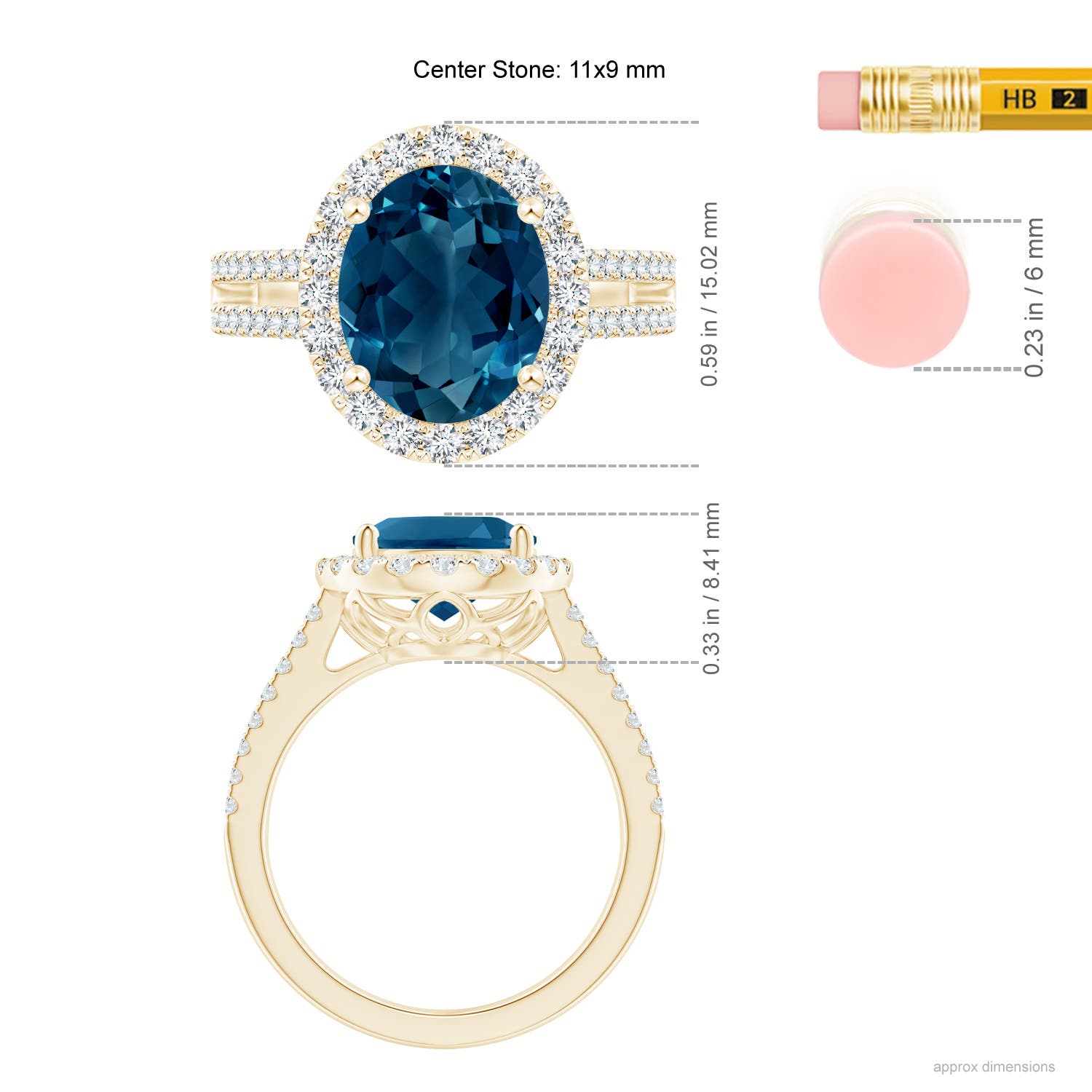 AAAA - London Blue Topaz / 5.42 CT / 14 KT Yellow Gold