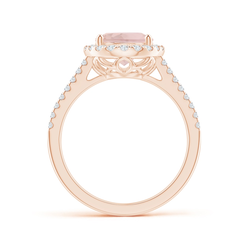 10x8mm A Oval Morganite Split Shank Halo Ring with Diamonds in Rose Gold side-1