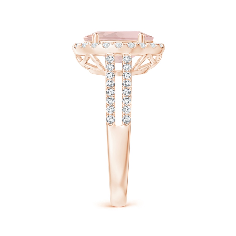 10x8mm A Oval Morganite Split Shank Halo Ring with Diamonds in Rose Gold side-2