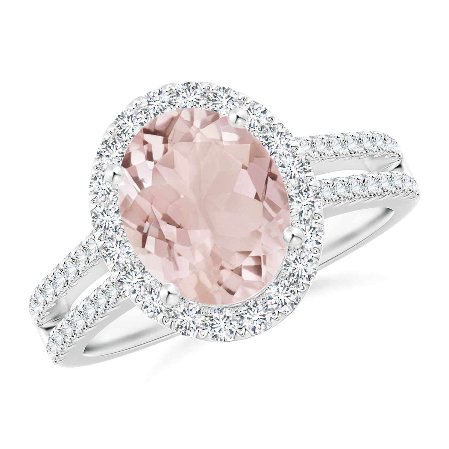 A - Morganite / 3 CT / 14 KT White Gold